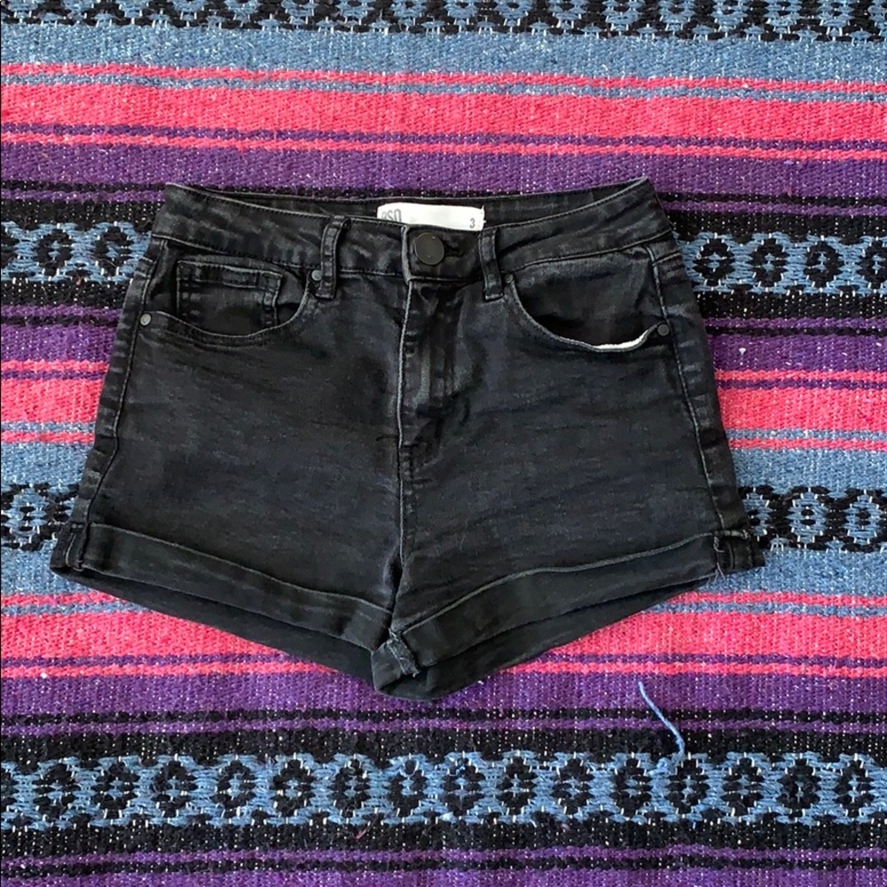 Black denim shorts